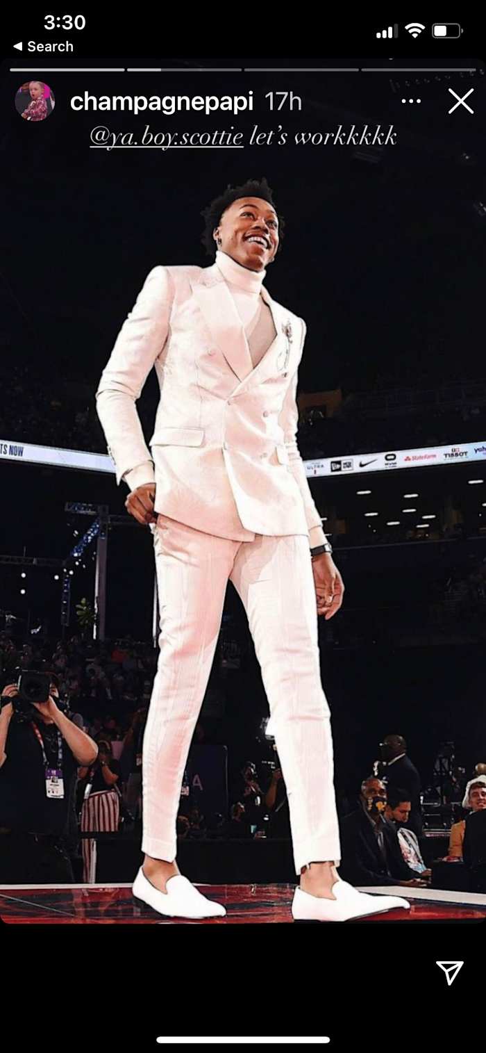 Drake shares Instagram of Scottie Barnes from NBA Draft night